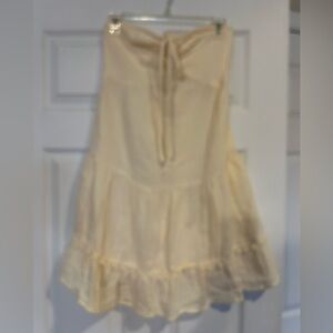 SHEIN Strapless Light Cream Tiered Ruffle Dress